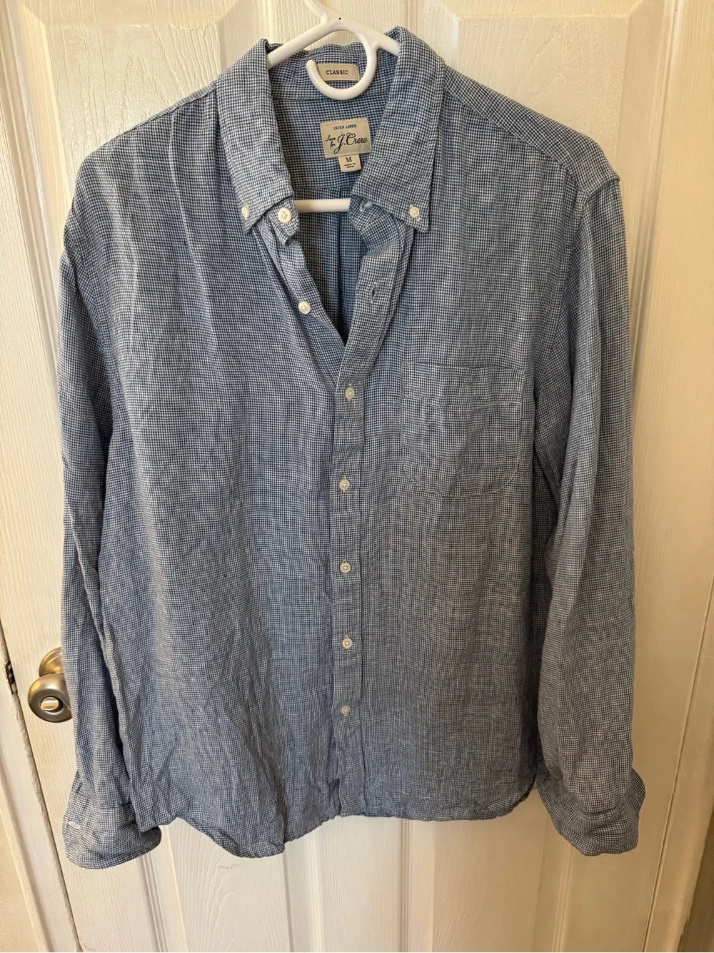J. Crew Men’s Button-Down Linen Shirt in Blue